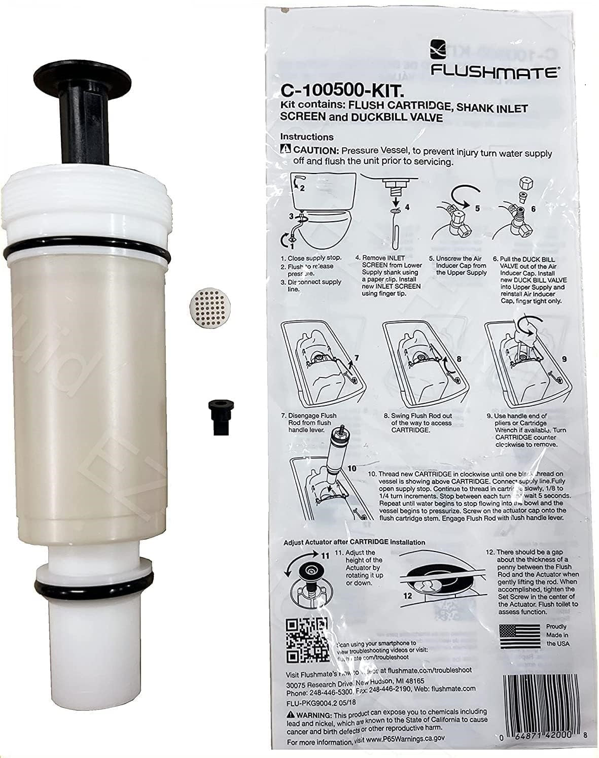 C-100500-K Flushmate Cartridge /PowerFlush Toilet Piston Cartridge