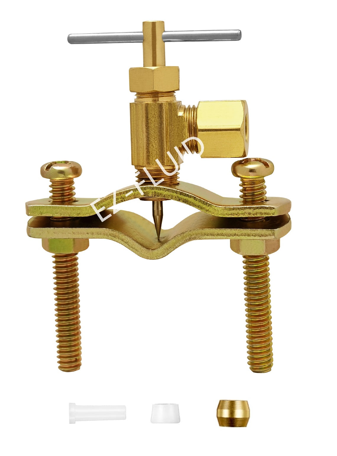 EZ-Fluid 1/4" Brass Compression Self-Piercing Needle Valve/Saddle Valve, for 1/4" to 1" Copper Pipe LF | EZ-Fluid Plumbing Parts & Hardware