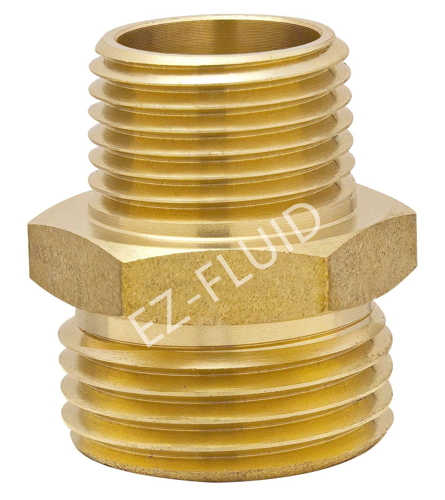 EZ-Fluid 3/4" MHT X 1/2" MIP Brass Garden Hose Adapter | EZ-Fluid Plumbing Parts & Hardware