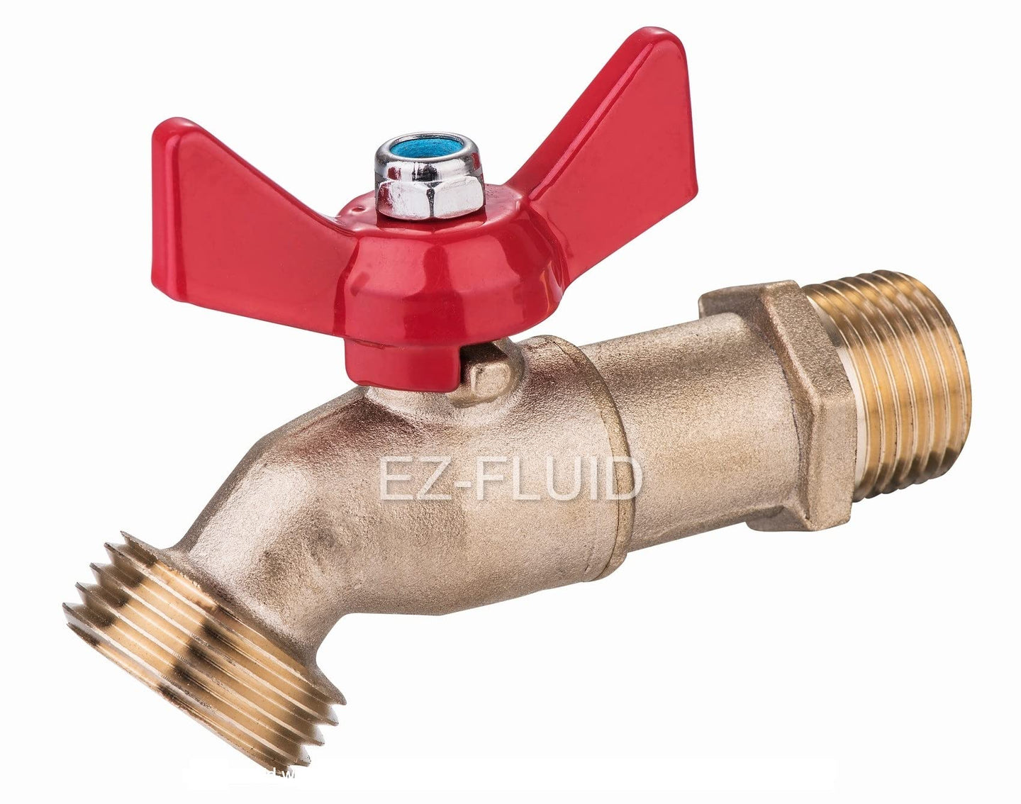 EZ-Fluid 1/4 Turn Heavy Pattern Male 3/4"MIP X 3/4"MHT No-Kink Hose Bibb LF | EZ-Fluid Plumbing Parts & Hardware
