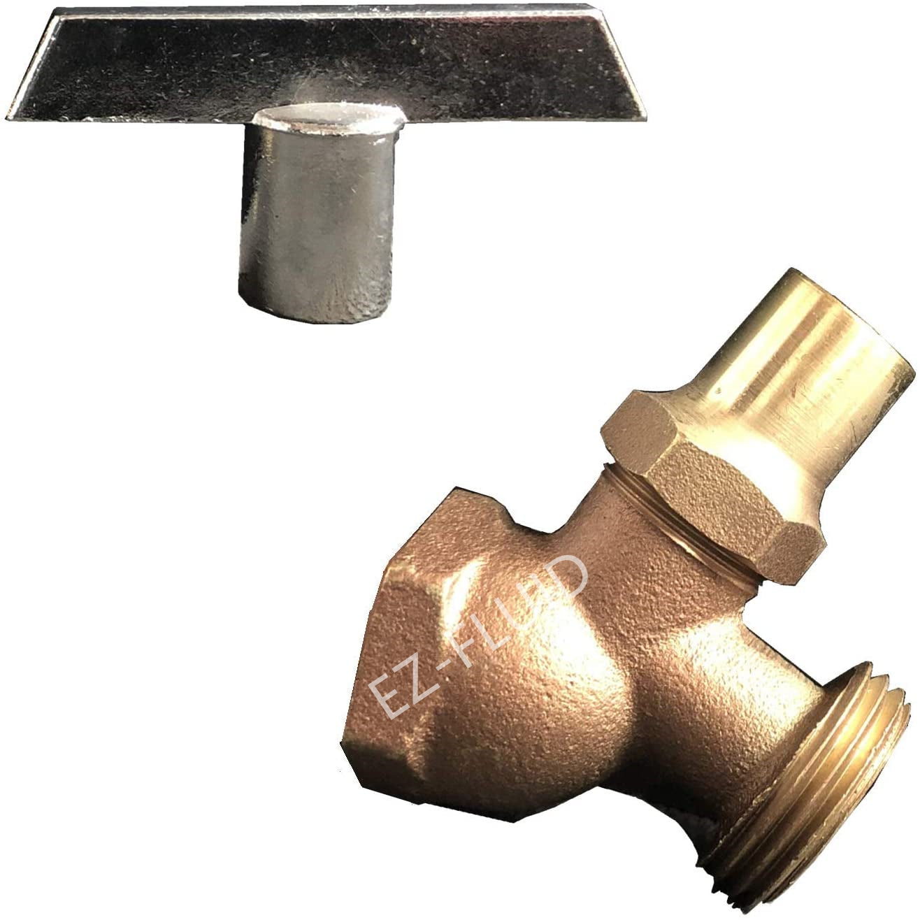 EZ-Fluid Heavy Pattern Female 3/4" FIP X 3/4"MHT No-Kink Hose Bibb with Loose Key | EZ-Fluid Plumbing Parts & Hardware