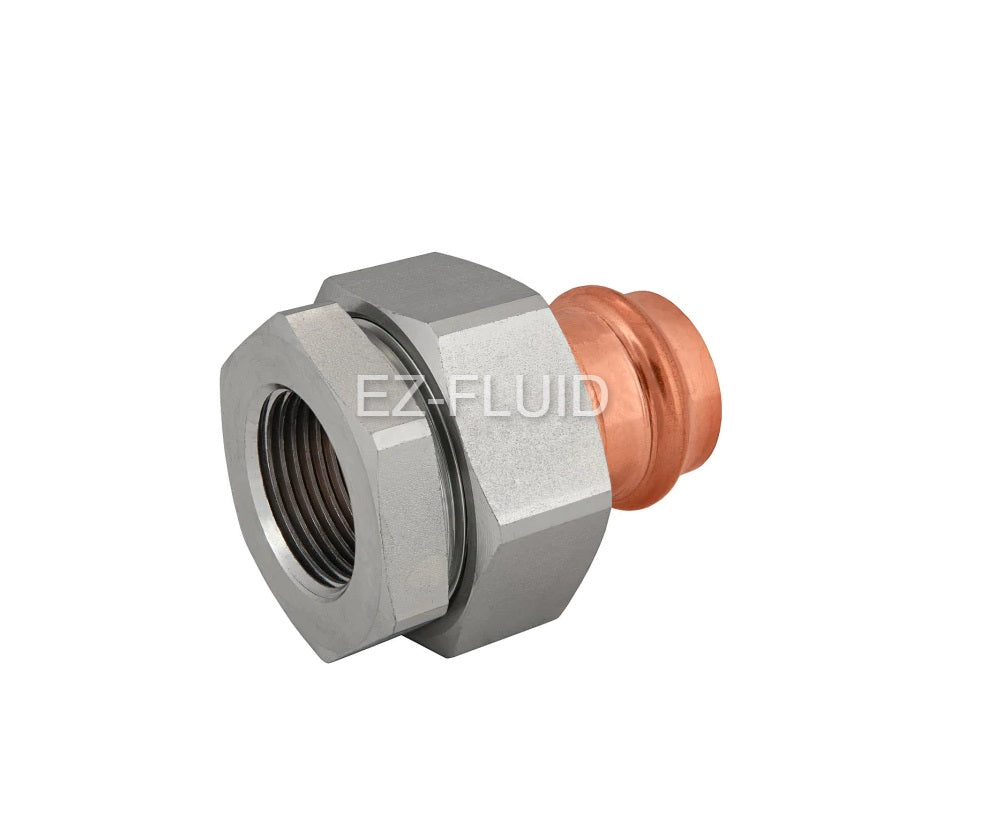 EZ-Fluid 1-1/4" Press X FPT COPPER PRESS DIELECTRIC FEMALE UNION | EZ-Fluid Plumbing Parts & Hardware