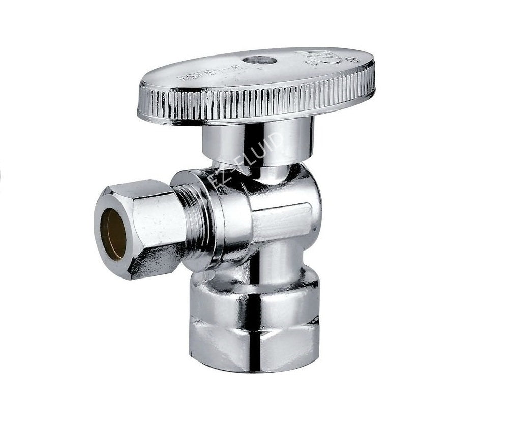 EFIELD 10-Pack 1/2" CPVC X 3/8" OD 1/4-Turn Compression Angle Stop Valve - Polished Chrome Brass