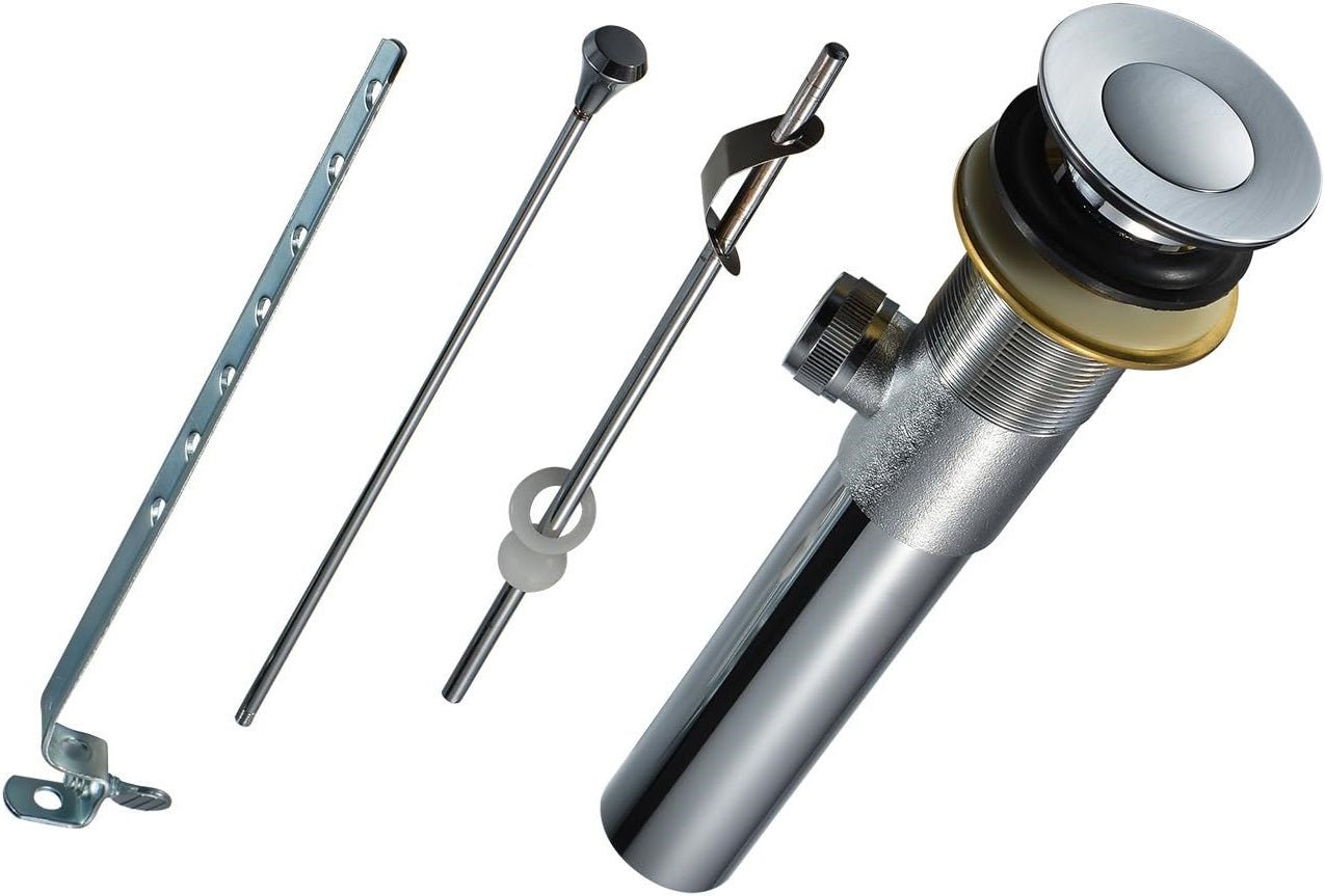EZ-Fluid Brass Lift / Lock Pop-Up 1-1/4" x4" 17GA Bathroom Sink Drain Chrome Plated | EZ-Fluid Plumbing Parts & Hardware