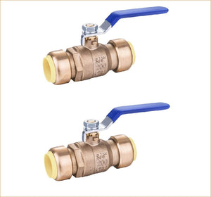 EZ-Fluid 1/2" Push Fit Heavy Duty LF Brass Full Port Water Stop Shut Off Ball Valve, Push to Connect PE-RT, CPVC, Copper,Pex Tubing,Quarter Turn (1-Pack)