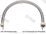 EZ-Fluid (1) 9" Water Supply Line,1/2" Fip x 3/8" Comp LF,Brass Nuts,Universal Stainless Steel Braided Faucet Water Supply Line Connector,Water Supply Hose Connector Lines,Kitchen,Bath Sink Faucet