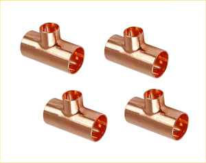 EZ-FLUID Plumbing 1-1/4" x 1-1/4" x 3/4" C X C X C Copper Reducing Tee,LF Pressure Copper Reducer Tee Fittings with Sweat Solder Connection for Residential,Commercial Copper Pipe (4)