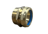 EZ-Fluid 1-1/2" MIP x 1-1/2 "OD Brass Heavy Duty Male Trap Adapter Connector with Slip Joint Connection and Brass Nut and Heavy Duty Blue Washer