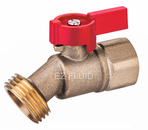 EZ-FLUID Heavy Duty LF Brass 1/2" FIP X 3/4" MHT Male Hose Threaded Hose Connector 1/4 Turn No-Kink Hose Bibb,Water Faucet Outdoor Garden Faucet Hoses Spigot Shut Off Valve