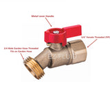 EZ-FLUID Heavy Duty LF Brass 1/2" FIP X 3/4" MHT Male Hose Threaded Hose Connector 1/4 Turn No-Kink Hose Bibb,Water Faucet Outdoor Garden Faucet Hoses Spigot Shut Off Valve