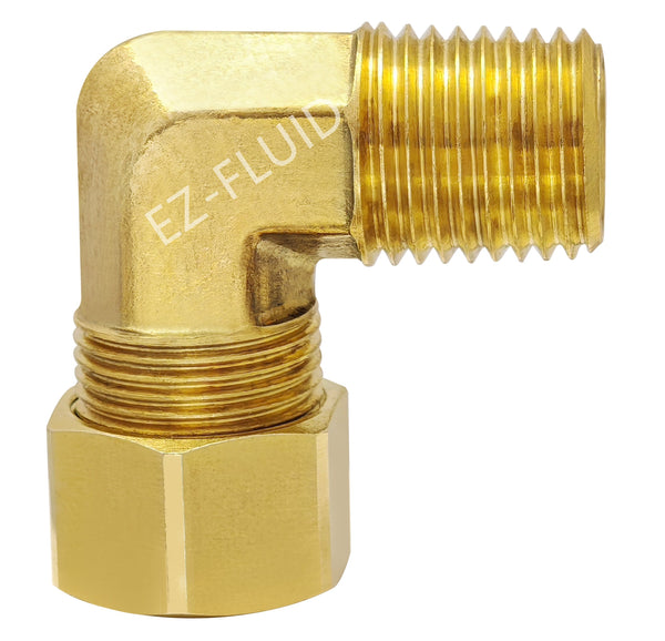 EZ-Fluid 3/8" x 3/8" Brass Compression x Male  Elbow LF | EZ-Fluid Plumbing Parts & Hardware 