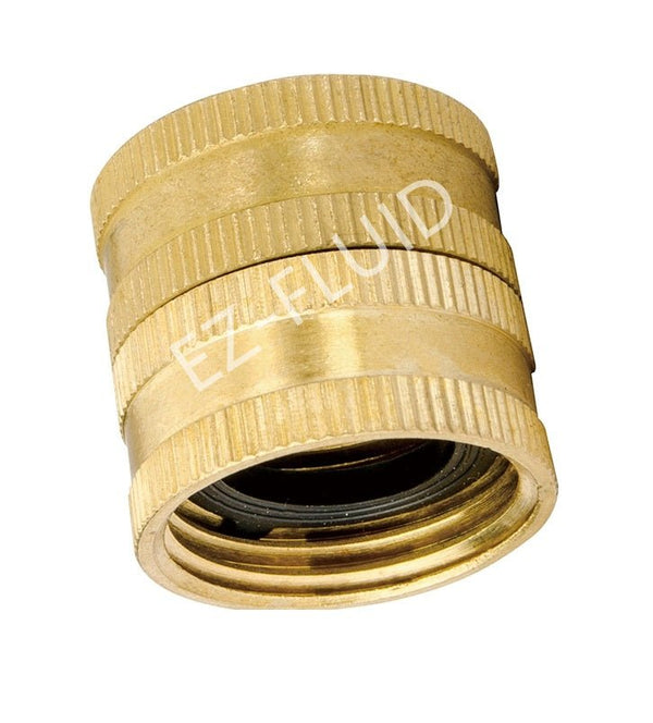 EZ-Fluid 3/4" FHT X 3/4" FHT Swivel Brass Garden Hose Adapter | EZ-Fluid Plumbing Parts & Hardware 