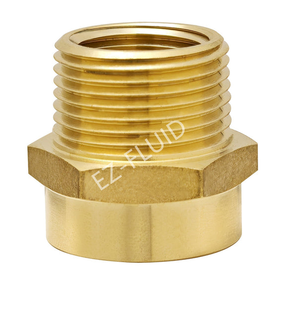 EZ-Fluid 3/4" FHT X 3/4" MIP W/1/2" FIP Brass Garden Hose Adapter | EZ-Fluid Plumbing Parts & Hardware 