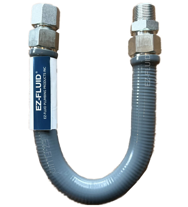 EZ-Fluid 1"OD(3/4"Nom ID),3/4"FIP X 3/4"MIP X 36",Full Port,PVC Coated High BTU SS Gas Supply Line Connector | EZ-Fluid Plumbing Parts & Hardware 