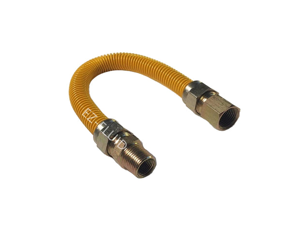 EZ-Fluid 1/2"OD(3/8" Nom ID),1/2" FIP X 1/2"MIP X 72",Yellow Gas Supply Line Connector | EZ-Fluid Plumbing Parts & Hardware 