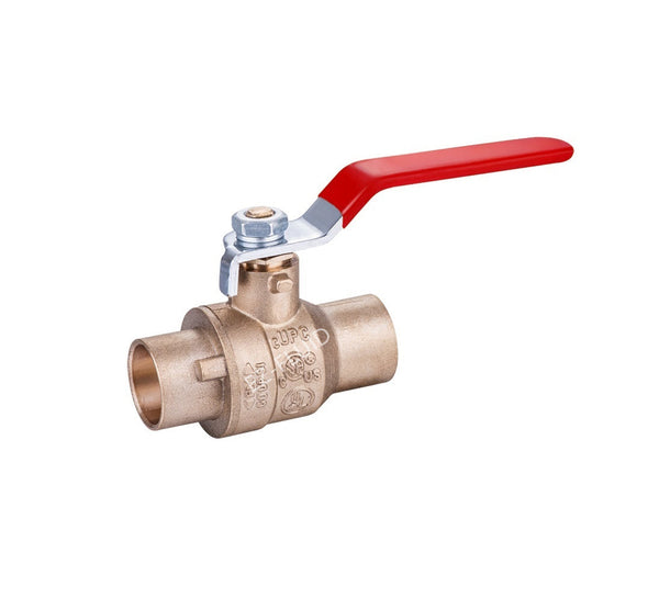 EZ-Fluid  1"C X C Brass Full Port Ball Valve, Red Handle | EZ-Fluid Plumbing Parts & Hardware 