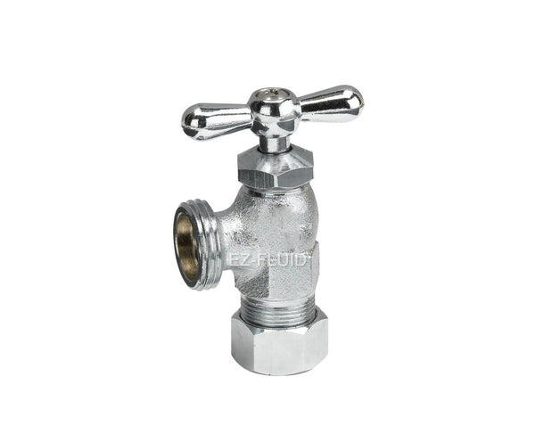 EZ-Fluid 1/2"(5/8" OD Comp.) x 3/4" MHT Chrome-Plated Washing Machine Valve | EZ-Fluid Plumbing Parts & Hardware 