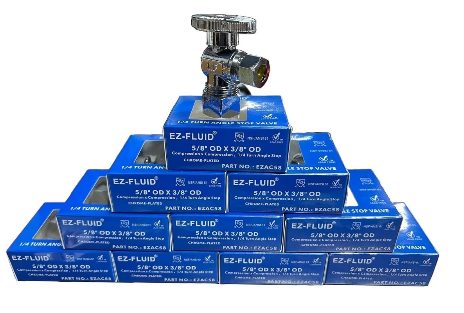 EZ-Fluid 5/8" OD Comp X 3/8" OD Comp, 1/4 Turn Angle Stop Water Shut off Valve | EZ-Fluid Plumbing Parts & Hardware 
