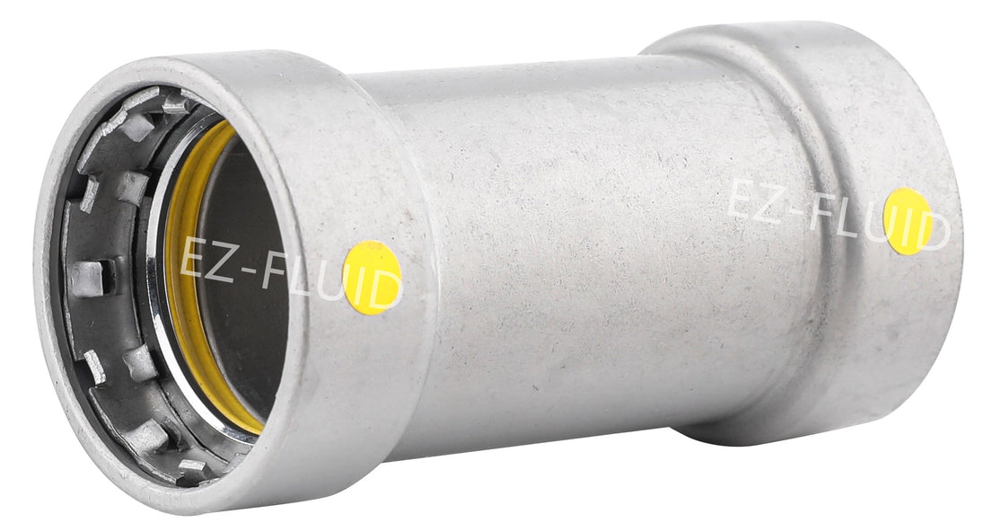 EZ-Fluid 1" Carbon Steel Press Mega Type PressG COUPLING NO STOP (HNBR) For Gas | EZ-Fluid Plumbing Parts & Hardware 