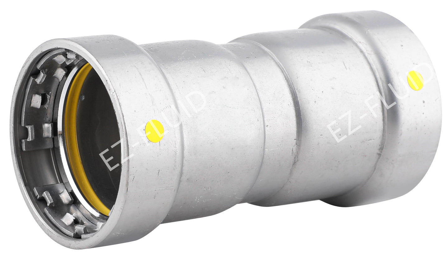 EZ-Fluid 3/4" Carbon Steel Press Mega Type PressG COUPLING WITH STOP (HNBR) For Gas | EZ-Fluid Plumbing Parts & Hardware 