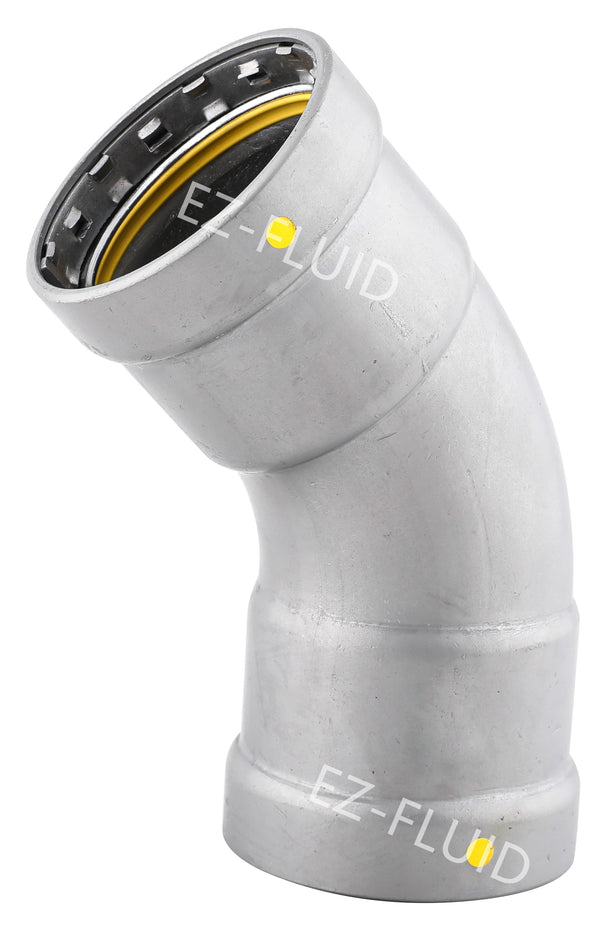 EZ-Fluid 1" Carbon Steel Press Mega Type PressG 45 Degree ELBOW (HNBR) For Gas | EZ-Fluid Plumbing Parts & Hardware 