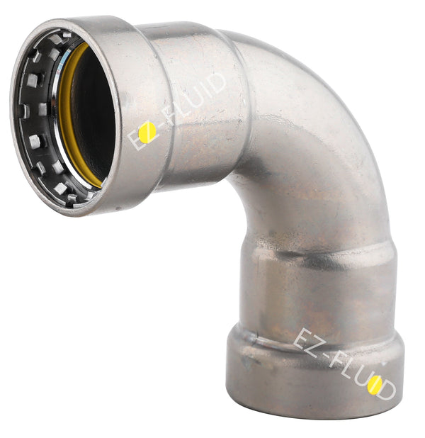 EZ-Fluid 2" Carbon Steel Press Mega Type PressG 90 Degree ELBOW (HNBR) For Gas | EZ-Fluid Plumbing Parts & Hardware 