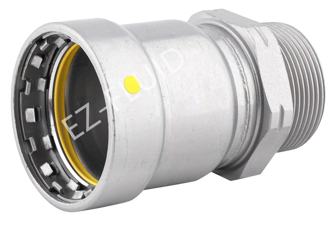 EZ-Fluid 3/4" X 3/4" Press X MPT PRESS MALE ADAPTER (HNBR) Carbon Steel Mega PressG Type For Gas | EZ-Fluid Plumbing Parts & Hardware 
