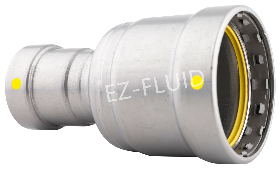 EZ-Fluid 1-1/2" X 1-1/4" Carbon Steel Press Mega Type PressG COUPLING REDUCER (HNBR) For Gas | EZ-Fluid Plumbing Parts & Hardware 