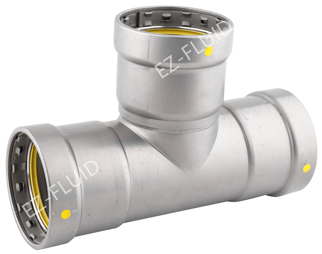 EZ-Fluid 2" Carbon Steel Press Mega Type PressG TEE (HNBR) For Gas | EZ-Fluid Plumbing Parts & Hardware 