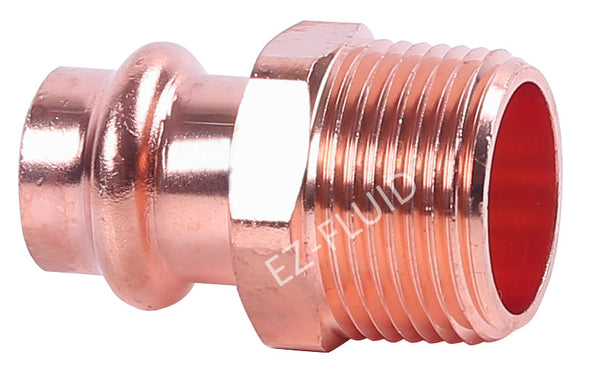 EZ-Fluid 3/4" X 1" Press X MPT COPPER PRESS MALE ADAPTER | EZ-Fluid Plumbing Parts & Hardware 