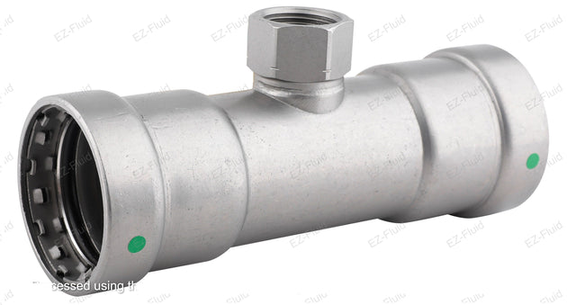 EZ-Fluid 3/4" X 3/4" X 1/2" Carbon Steel Mega Press Type X FPT PRESS FEMALE TEE REDUCER (EPDM) | EZ-Fluid Plumbing Parts & Hardware 