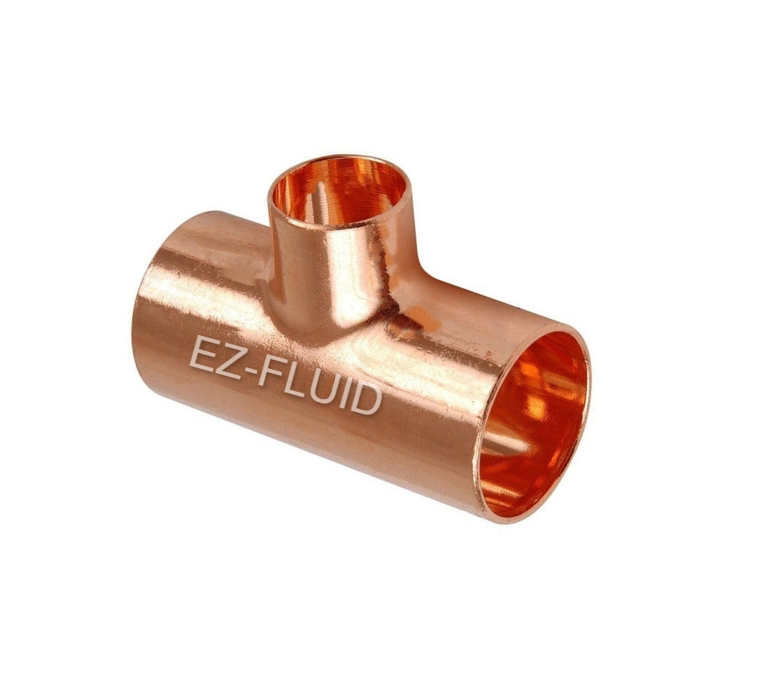 EZ-Fluid 2-1/2" X 2-1/2" X 1-1/2" C X C X C Sweat Solder COPPER REDUCING TEE | EZ-Fluid Plumbing Parts & Hardware 