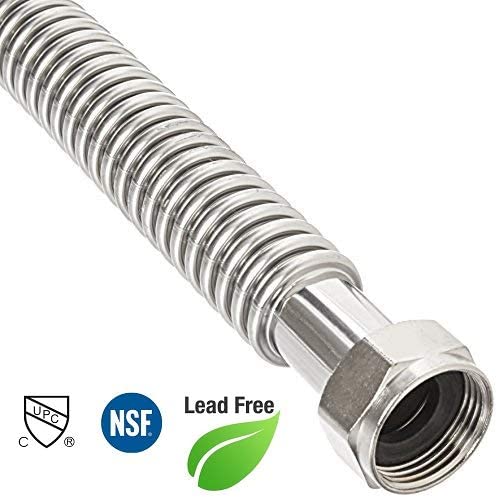 EZ-Fluid 1-1/2-Inch FIP x 1-1/2-Inch FIP, 18-Inch Corrugated Flexible Stainless Steel Water Heater Connector for Female Iron Water Pipes Fitting