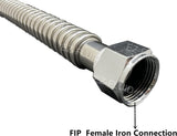 EZ-Fluid 3/4-Inch FIP x 3/4-Inch FIP x 12-Inch Corrugated Flexible Stainless Steel Water Heater Connector For Female Iron Water Pipes Fitting (1-Pc)